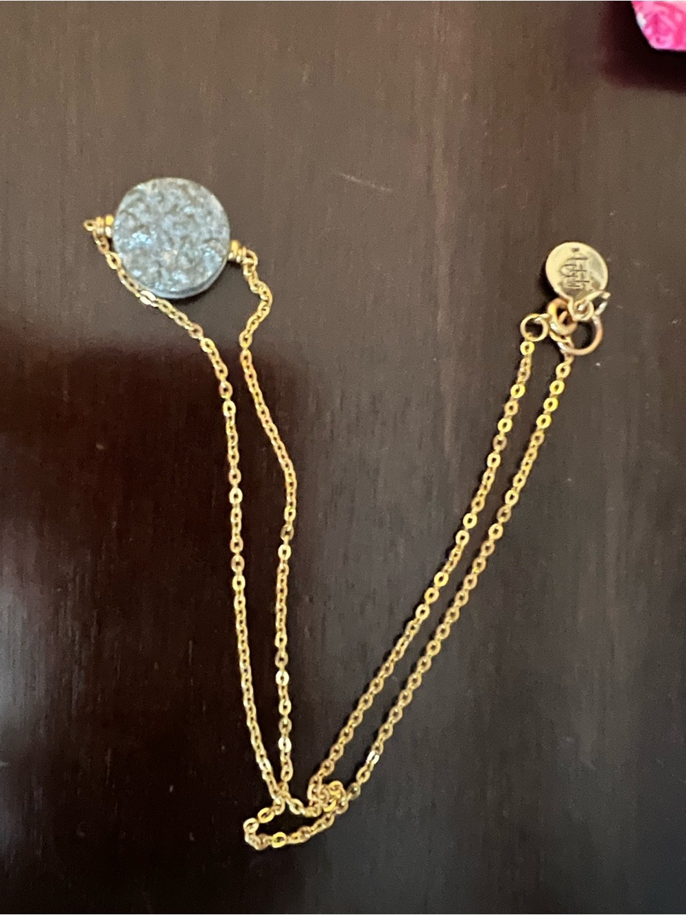 Bourbon and Bowties Gold Chain Necklace and Ring with Silver Druzy Discs - Picture 5 of 12